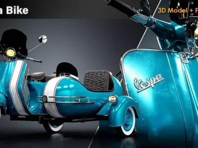 Vespa Bike Low-poly 3D model