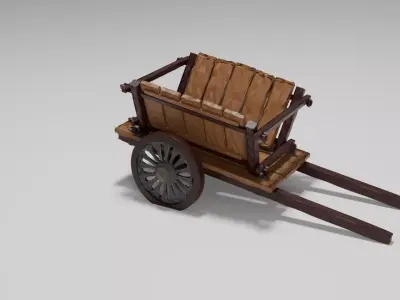 Medieval Wooden Cart 3D model buy