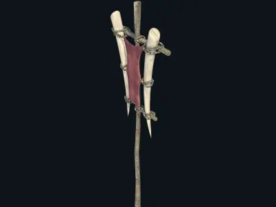 ORC TOTEM BANNER SIGN FORT CAMP ORCISH BARRICADE COLLECTION Low-poly 3D model
