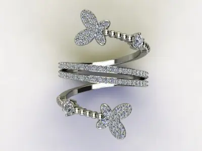 10040 butterfly ring with diamonds 3D print model
