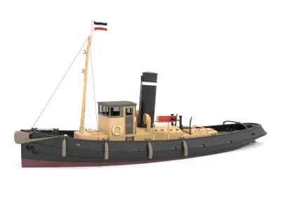 Steam Tug and Cargo Barge 3D model