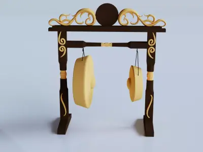 Gong or Goong traditional musical instrument 3D model
