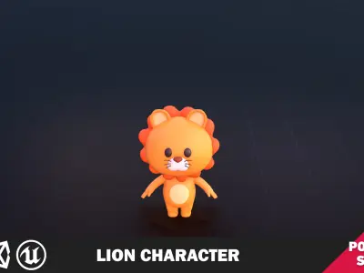 Funny Lion Character Lowpoly Low-poly 3D model