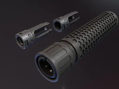 KAC QDC flash suppressor  Low-poly 3D model