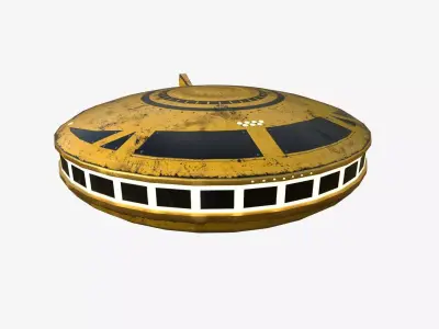 Alien Spaceship UFO A08 Yellow Dirt - Sci Fi Spacecraft Design Low-poly 3D model