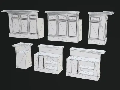 Vintage Bar Props Low-poly 3D model
