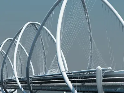 Futuristic Suspension Bridge HD 3D model