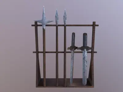  Spears and Sword Free low-poly 3D model