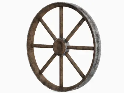 Western Wooden Wheel 02 3D model