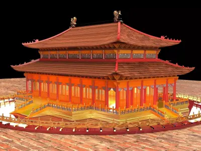 Chinese ancient house  3D model 14