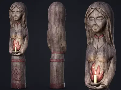 Wooden Totem 1 Low-poly 3D model