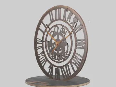 Industrial Style Wall Clock model Low-poly 3D model