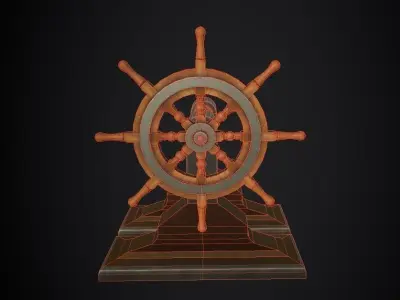 Ship Wheel Low-poly 3D model