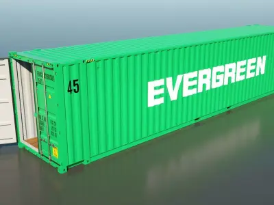 Shipping Container 45HC Rigged 3D High Poly 3D model