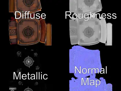 Ancient Leather Bound Book Model Pack Low-poly 3D model