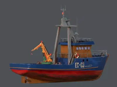 large Metal Ship - PBR Low-poly Game Ready Low-poly 3D model Low-poly 3D model