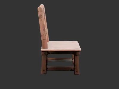Old Wooden Tavern Chair Low-poly 3D model
