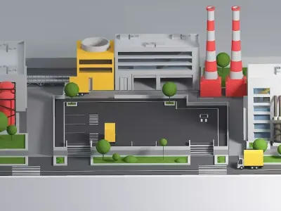 Autographic 3D Factory  Low-poly 3D model
