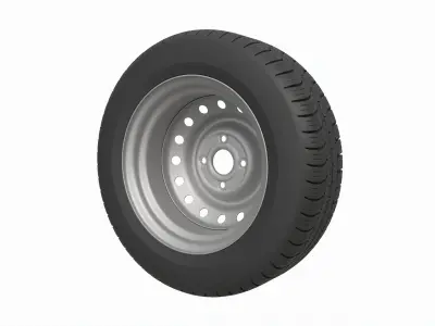 Car trailer wheel with tire 3D model