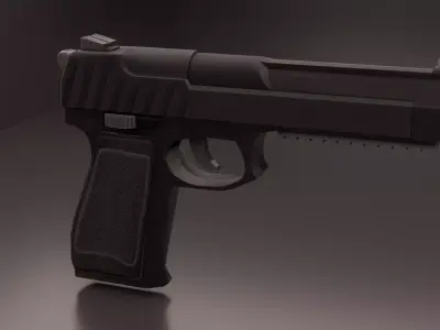 Pistol Low-poly 3D model 7
