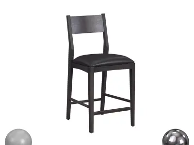 ROONEY LEATHERWOOD 26 COUNTER STOOL JET BLACK 3D model
