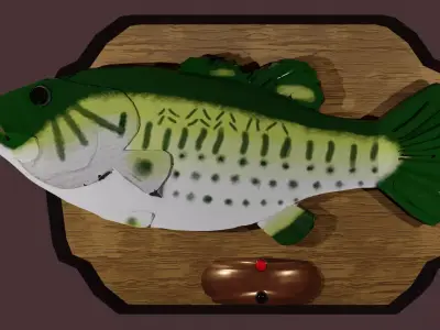 Rigged singing bass fish Low-poly 3D model