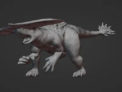 FlatHead mutant alien Low-poly 3D model