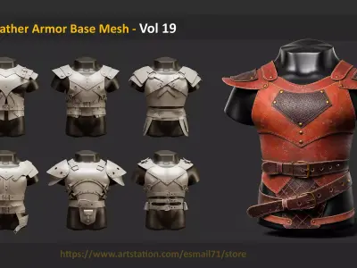 20 Leather Armor Base Mesh - Vol 19 Low-poly 3D model