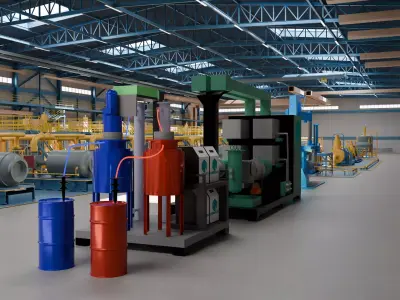 Animated Polyurethane Panel Factory 3D Model Low-poly 3D model