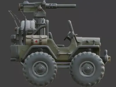 Stylized Chibi Combat Jeep 3D Model Low-poly 3D model