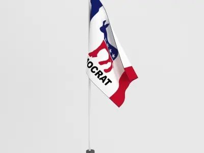 democratic party flag model Low-poly 3D model