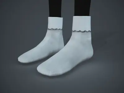White Socks Style 1  Low-poly 3D model