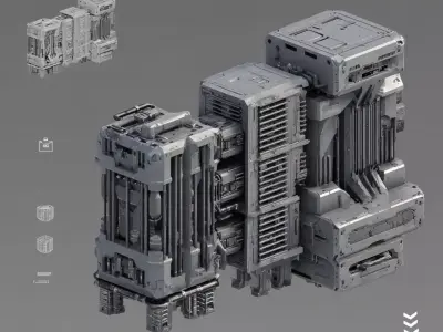 scifi props kitbash set 1 - 16 items 3D model