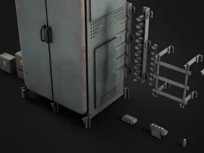 Old Electrical Boxes Set Low-poly 3D model
