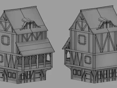 Medieval Town House Low-poly 3D model