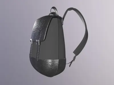 Backpack leather Low-poly 3D model