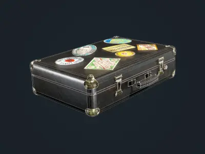 Leather Suitcase Luggage Low Poly Game Ready Low-poly 3D model