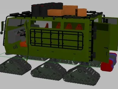 tracked snow vehicle Low-poly 3D model