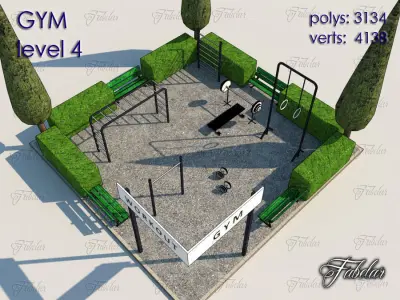 Gym Level Low-poly 3D model 3