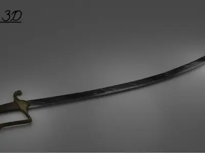 Damascus Steel Sabre Low-poly 3D model