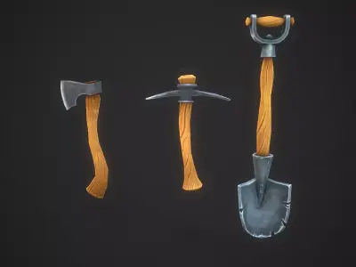FREE stylized tools Free low-poly 3D model