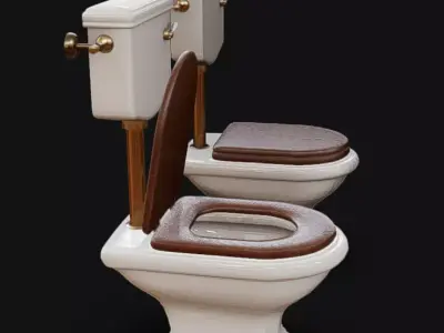 Vintage Toilet Low-poly 3D model
