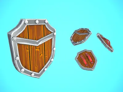 SHIELD 03 - WOOD CARTOON STYLIZED Low-poly 3D model