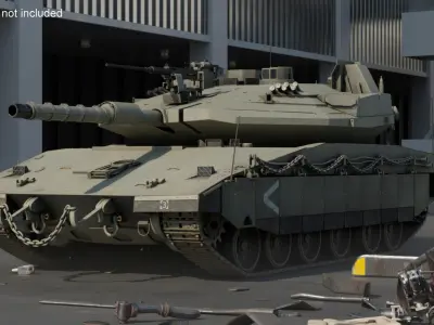  Dirty Israeli Tank Merkava 5 Olive 