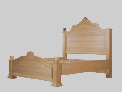 Wooden bed frame Low-poly 3D model
