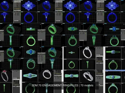 3DM 70 ENGAGEMENT RING FILES 3D Model Pack