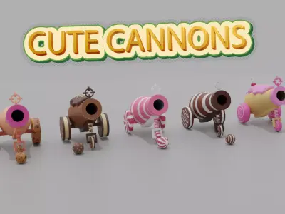 Cute Cannons Low-poly 3D model