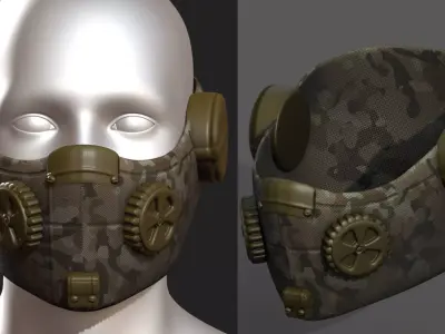 Gas mask respirator scifi futuristic 3d model  Low-poly 3D model