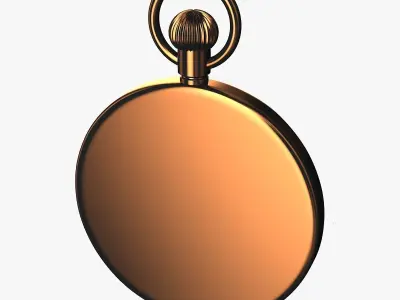 Gold pocket watch with a dial Europe 3D model