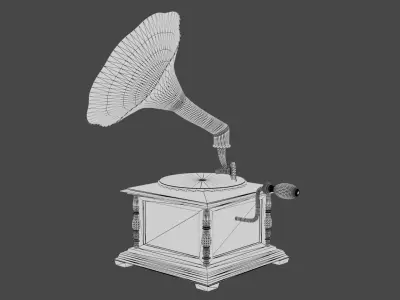 Antique Gramophone Low-poly 3D model